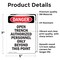 Signmission Portrait Open Trench Authorized Personnel Only Danger Sign, Vinyl Decal, 5in W x 7in L, 2PK OS-2PACK-DS-D-57-V-1909 - alternate 5